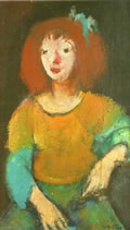 Ragazza dai capelli rossi, sd 1980, olio su masonite, cm 50x30, esposta  Dipinti del XIX e del XX Galleria Giosi